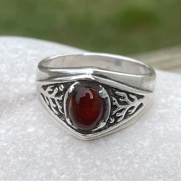 Celtic Tree of Life Ring .925 Sterling Silver w/ Genuine Carnelian made in USA - Picture 5 of 16
